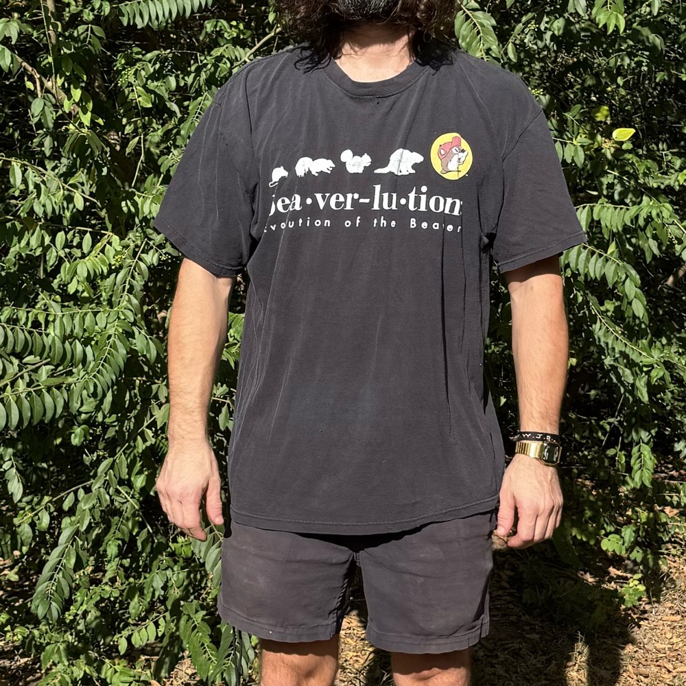 RARE Vintage 90s Bucees Shirt Evolution Of Beavers